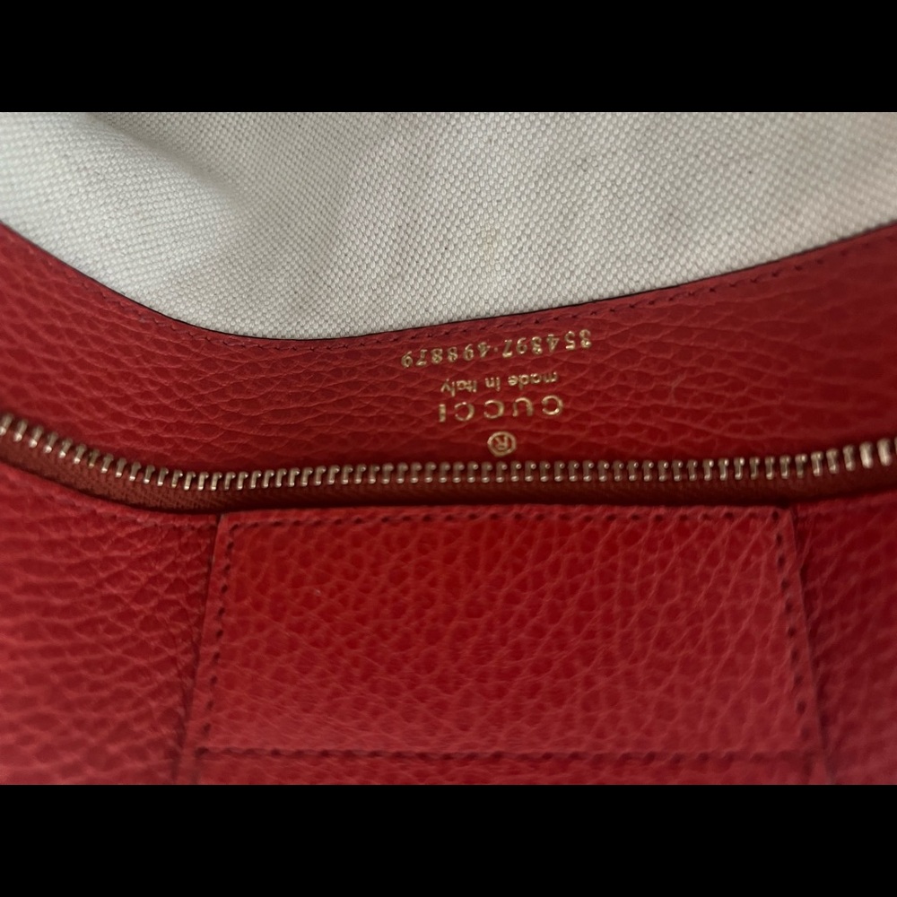 GUCCI Leather Swing Tote Bag Red Gold Hardware Large - Picture 13 of 16